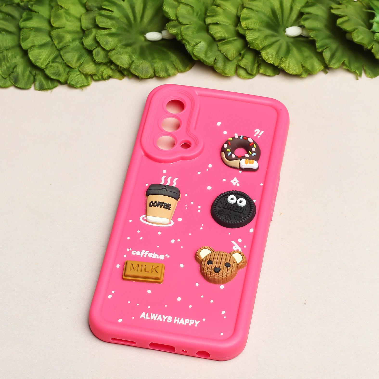 Dark Pink COFFEE (ALWAYS HAPPY) Silicone case for Oneplus Nord CE