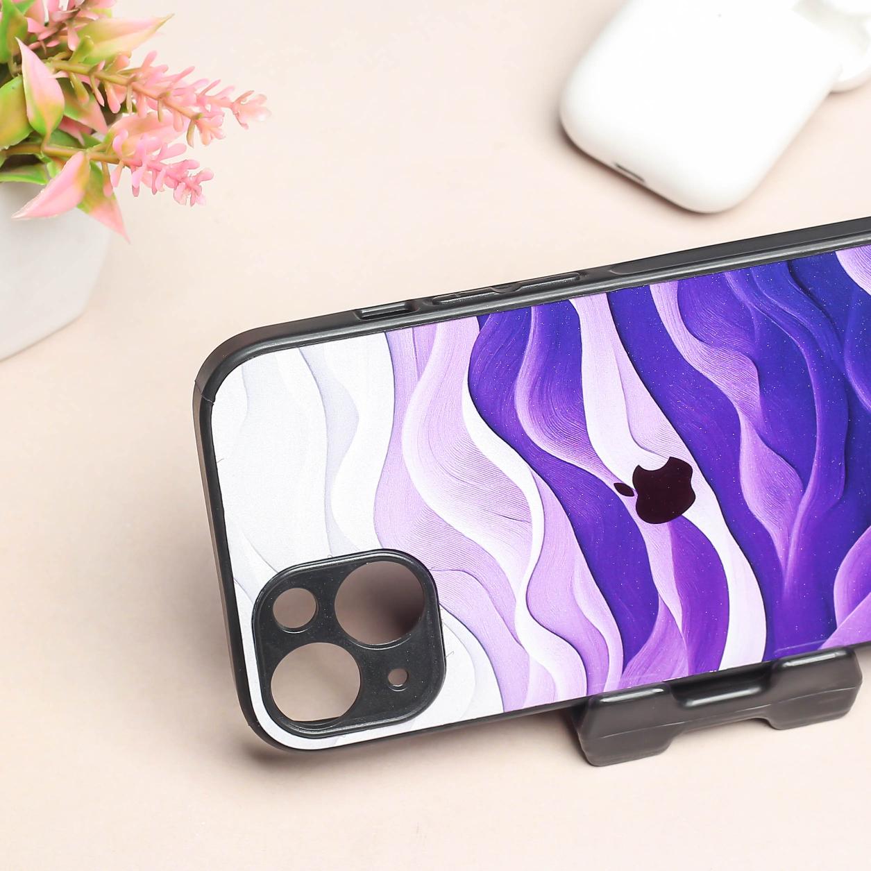 Purple Crest metal back case for Apple Iphone 15 Plus