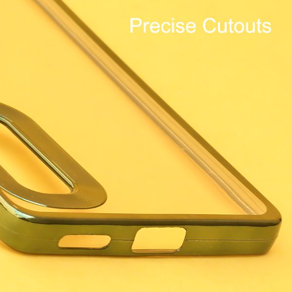 Green 6D Chrome Logo Cut Transparent Case for Vivo V27 5G