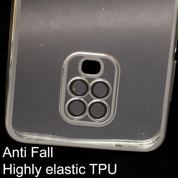 Silver 6D Chrome Logo Cut Transparent Case for Redmi Note 9 Pro