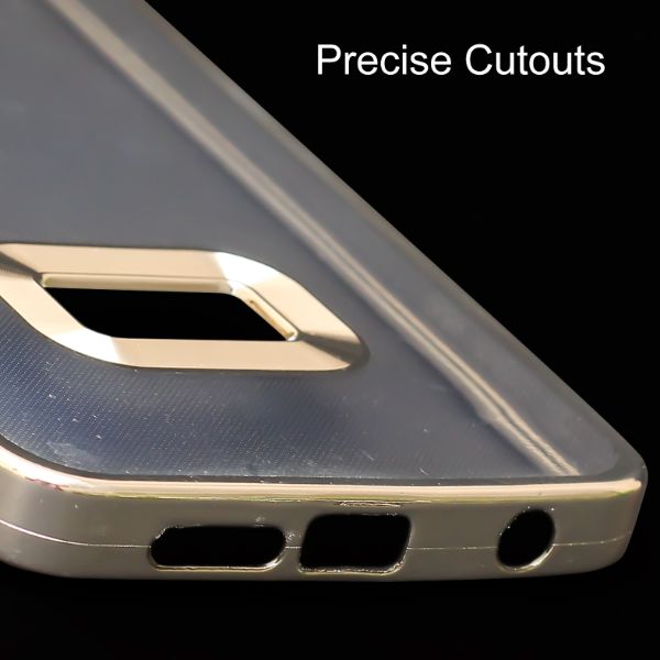 Silver 6D Chrome Logo Cut Transparent Case for Redmi Note 9 Pro