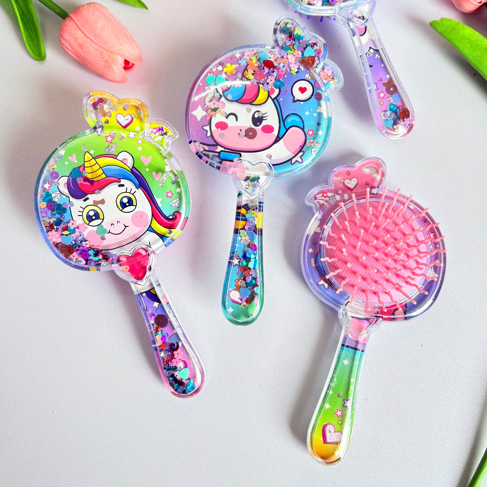 Fruit Shaped Unicorn Glitter Hair Brush/Comb