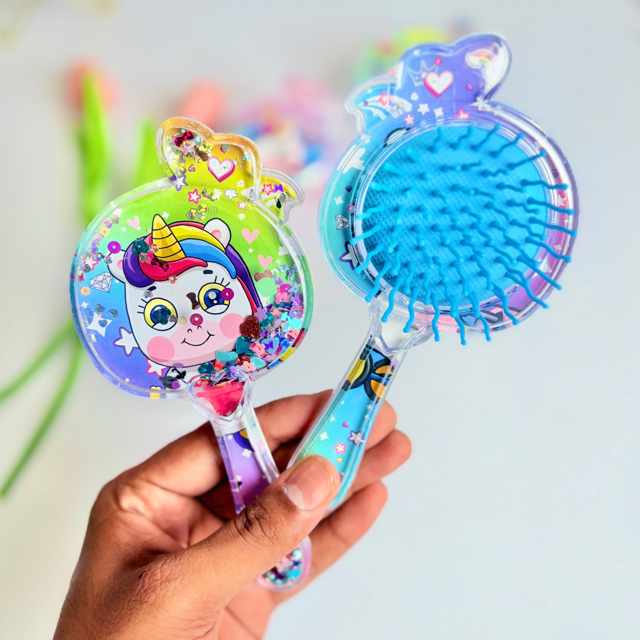 Fruit Shaped Unicorn Glitter Hair Brush/Comb
