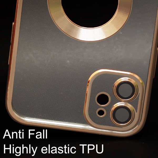 Golden 6D Chrome Logo Cut Transparent Case for Apple iphone 11
