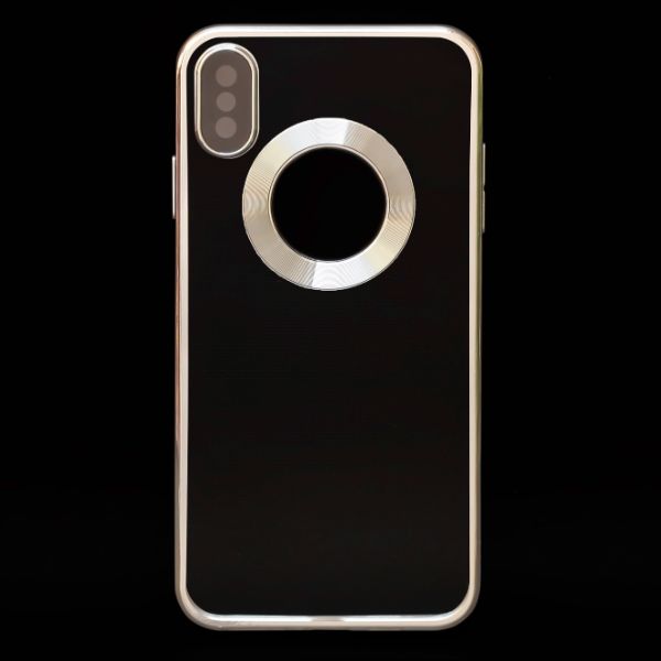 Silver 6D Chrome Logo Cut Transparent Case for Apple iphone X/Xs