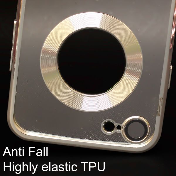 Silver 6D Chrome Logo Cut Transparent Case for Apple iphone 7