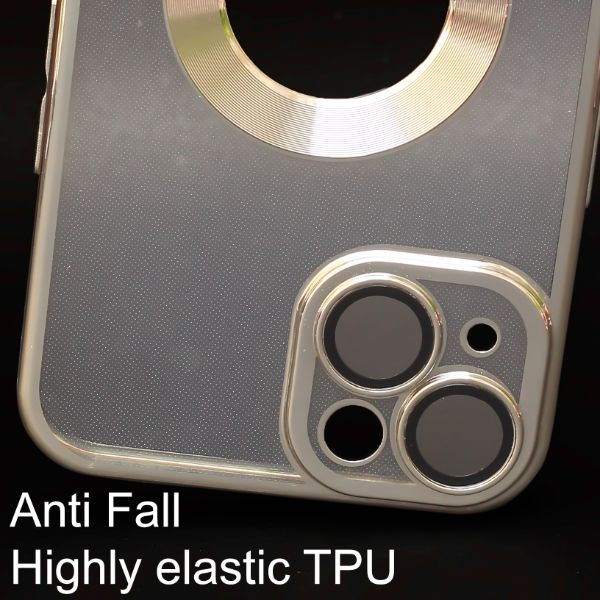 Silver 6D Chrome Logo Cut Transparent Case for Apple iphone 13