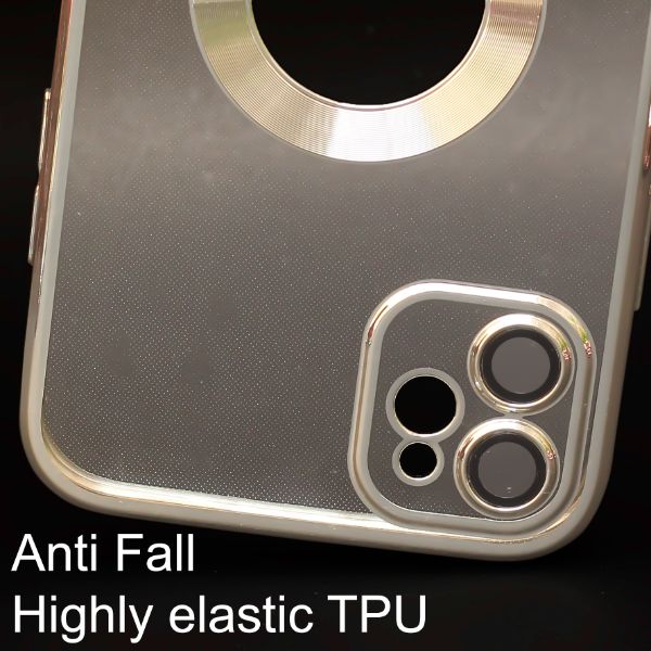 Silver 6D Chrome Logo Cut Transparent Case for Apple iphone 11