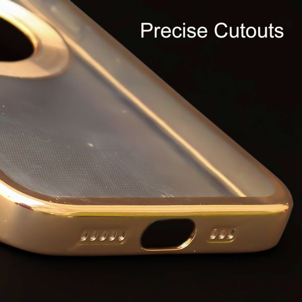 Golden 6D Chrome Logo Cut Transparent Case for Apple iphone 13