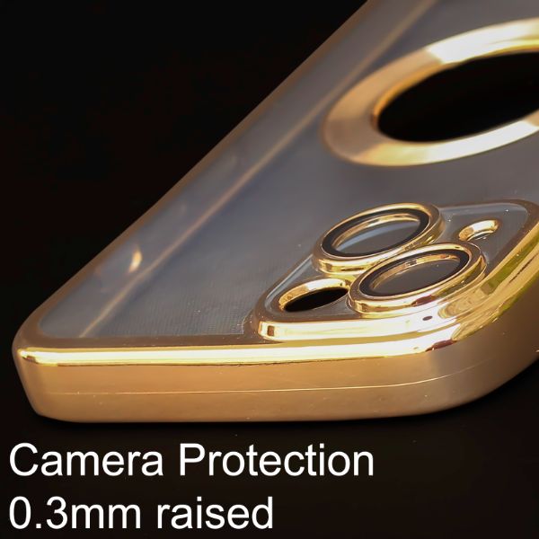 Golden 6D Chrome Logo Cut Transparent Case for Apple iphone 13
