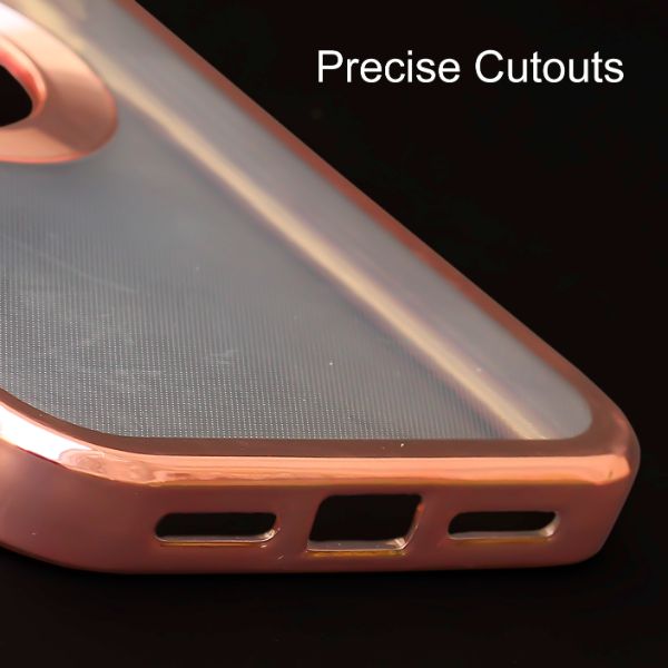 Pink 6D Chrome Logo Cut Transparent Case for Apple iphone 11