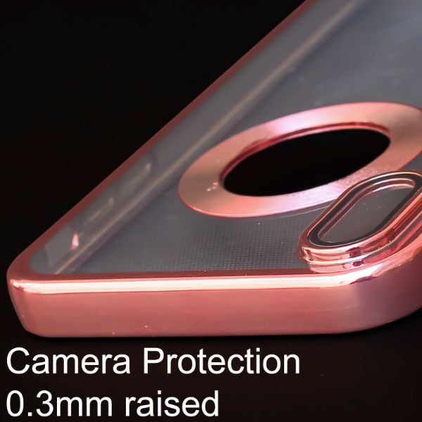 Pink 6D Chrome Logo Cut Transparent Case for Apple iphone Xr