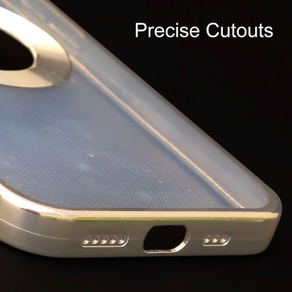 Silver 6D Chrome Logo Cut Transparent Case for Apple iphone 13