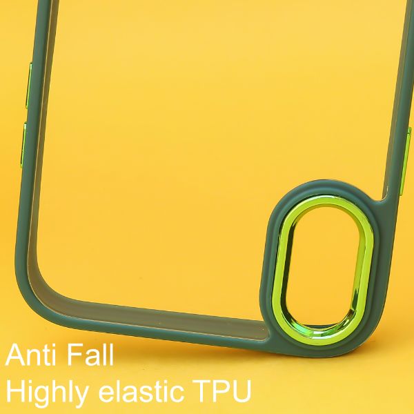 Dark Green Metal Safe Transparent Case for Apple iphone XR