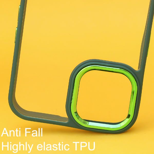 Dark Green Metal Safe Transparent Case for Apple iphone 12 Pro Max