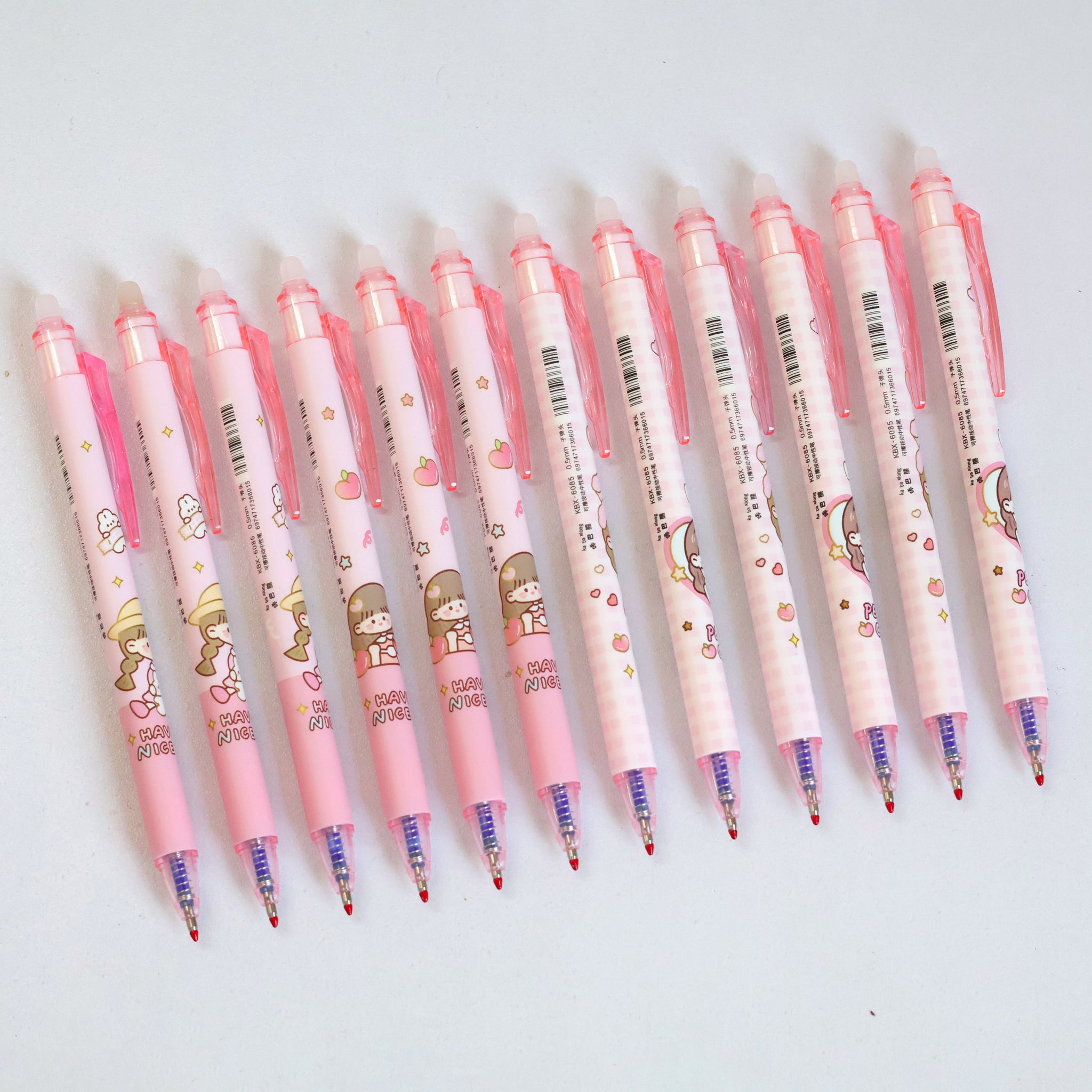 Cute Girl Taotao's Tea Party Erasable Pens - Pack of 12