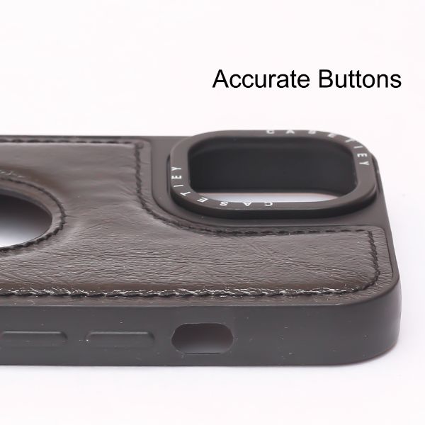 Puloka Black Logo cut Leather silicone case for Apple iPhone 13