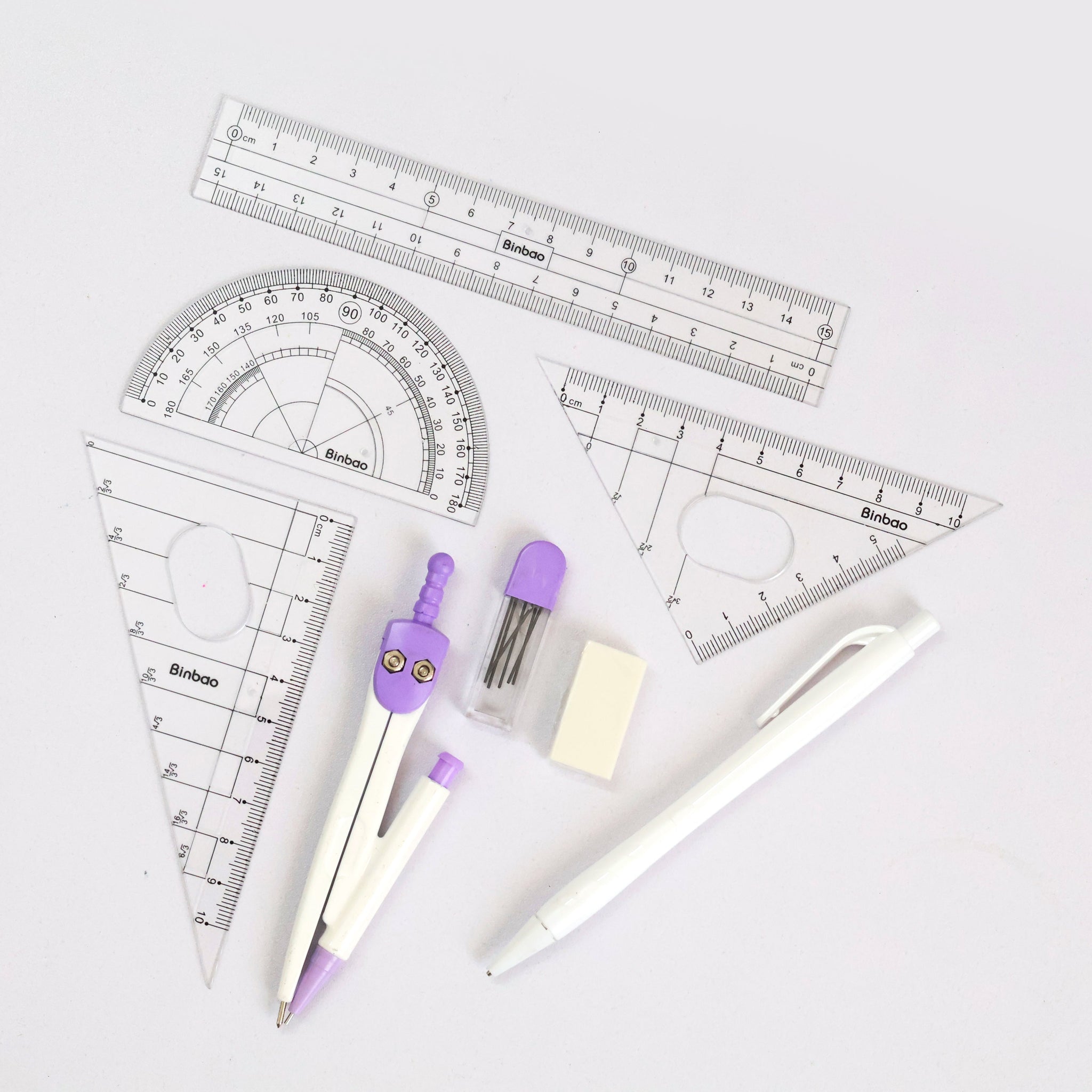 All-in-One Geometry Set with Pencil, Triangles & More