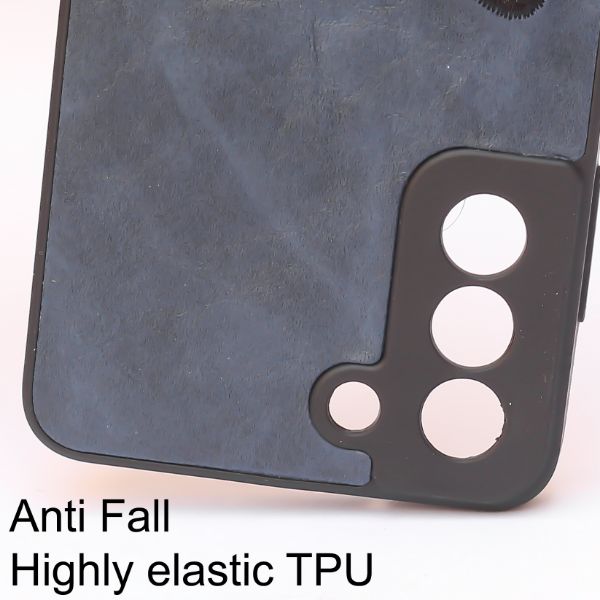 Dark Blue Leather Black Panther Ornamented for Samsung S22