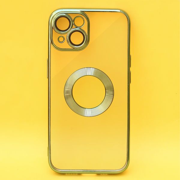 Green 6D Chrome Logo Cut Transparent Case for Apple iphone 13