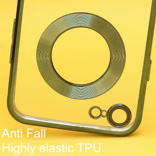 Green 6D Chrome Logo Cut Transparent Case for Apple iphone 7