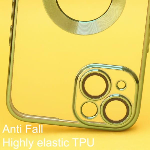 Green 6D Chrome Logo Cut Transparent Case for Apple iphone 13