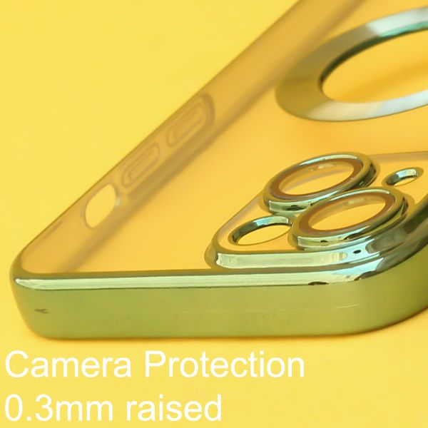 Green 6D Chrome Logo Cut Transparent Case for Apple iphone 13