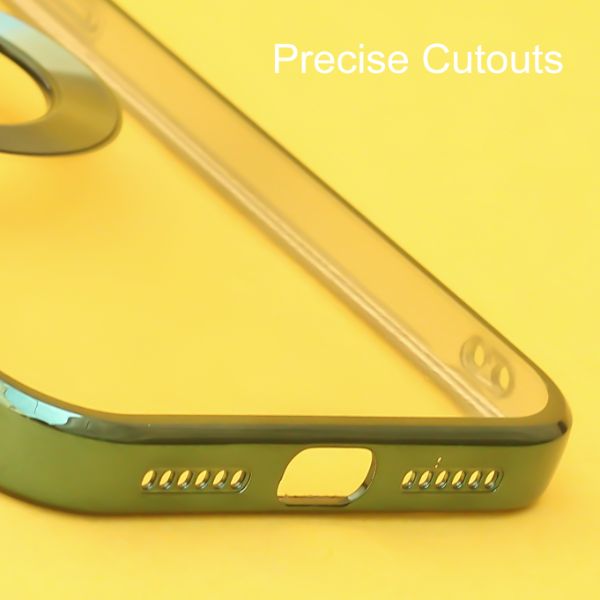 Green 6D Chrome Logo Cut Transparent Case for Apple iphone 12
