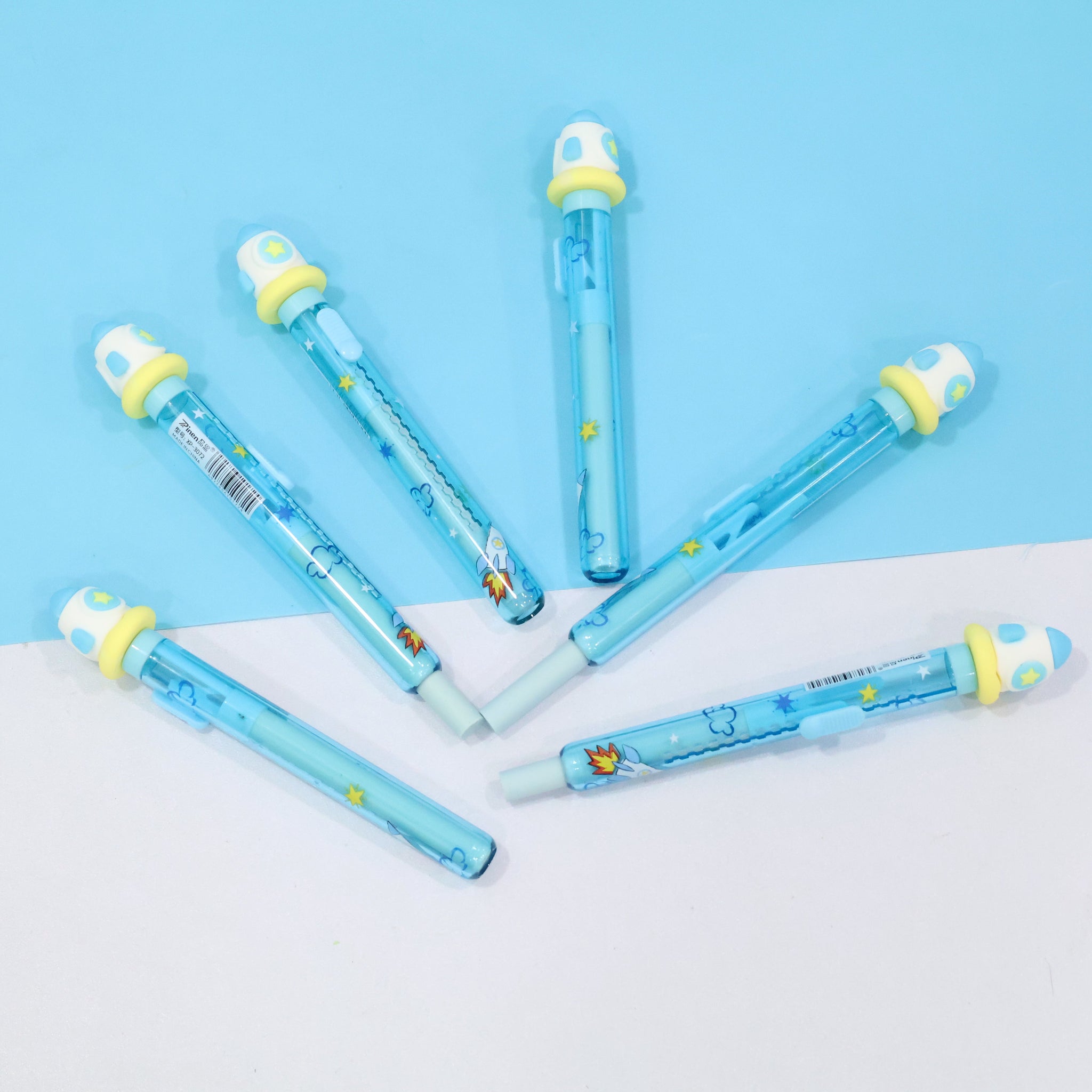 Space Rocket Push Pull Retractable Sliding Eraser