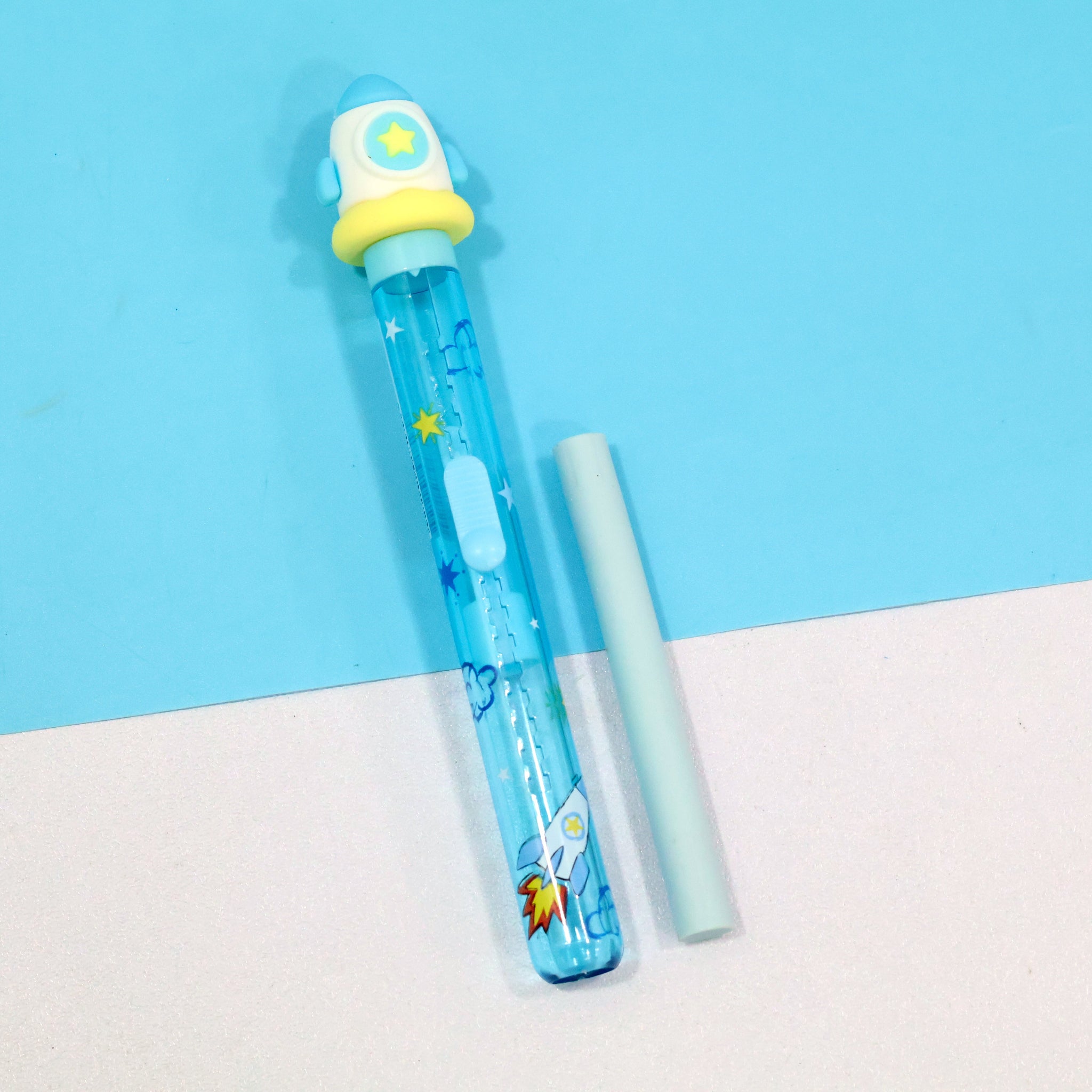 Space Rocket Push Pull Retractable Sliding Eraser