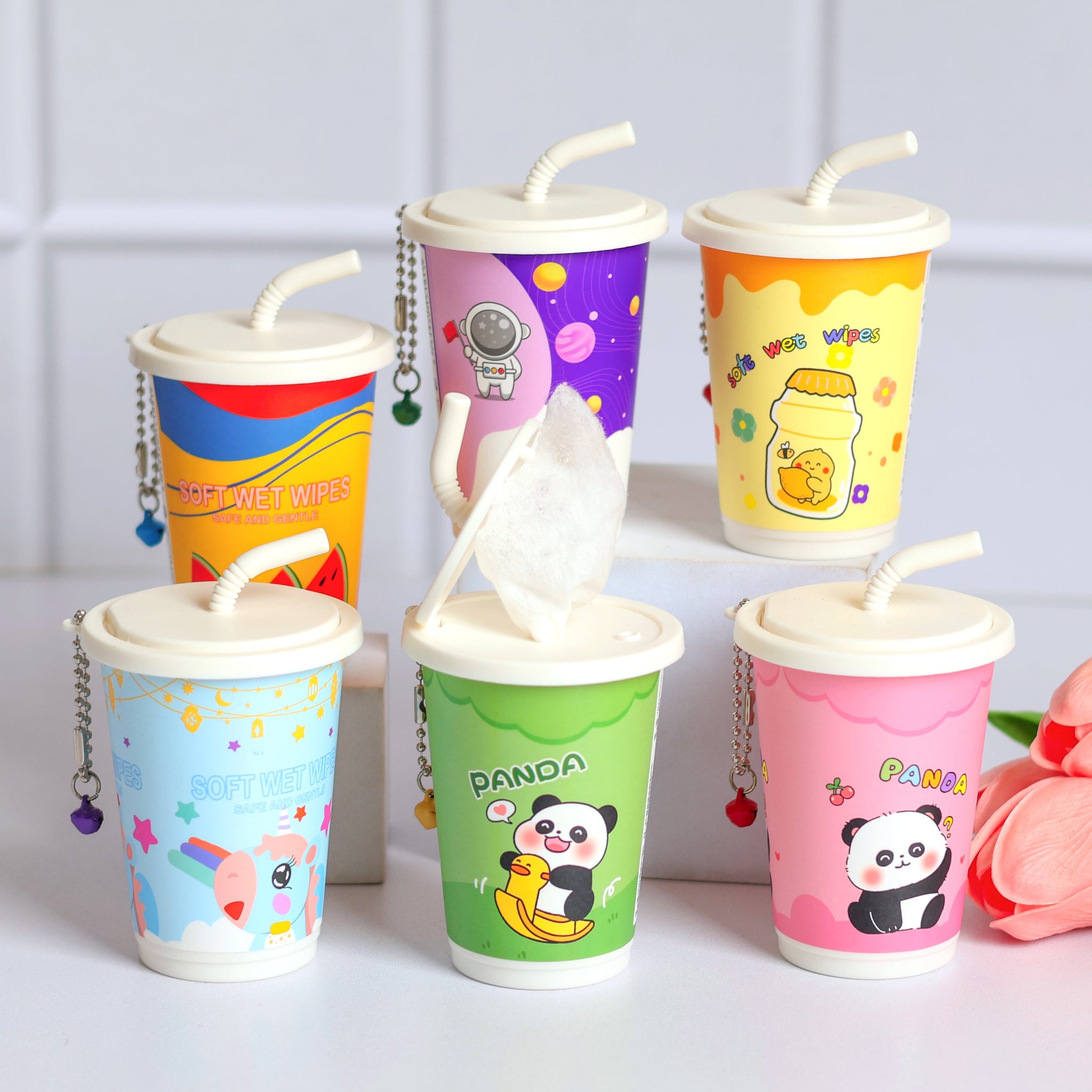 Cute Cartoon Smoothie Cup Shaped Wet Wipes