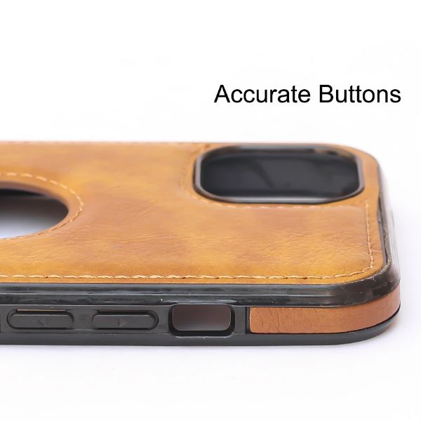 Puloka Brown Logo cut Leather silicone case for Apple iPhone 12 Mini