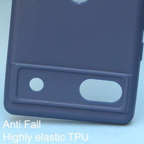 Dark Blue Candy Logo Cut Silicone Case for Google Pixel 6A