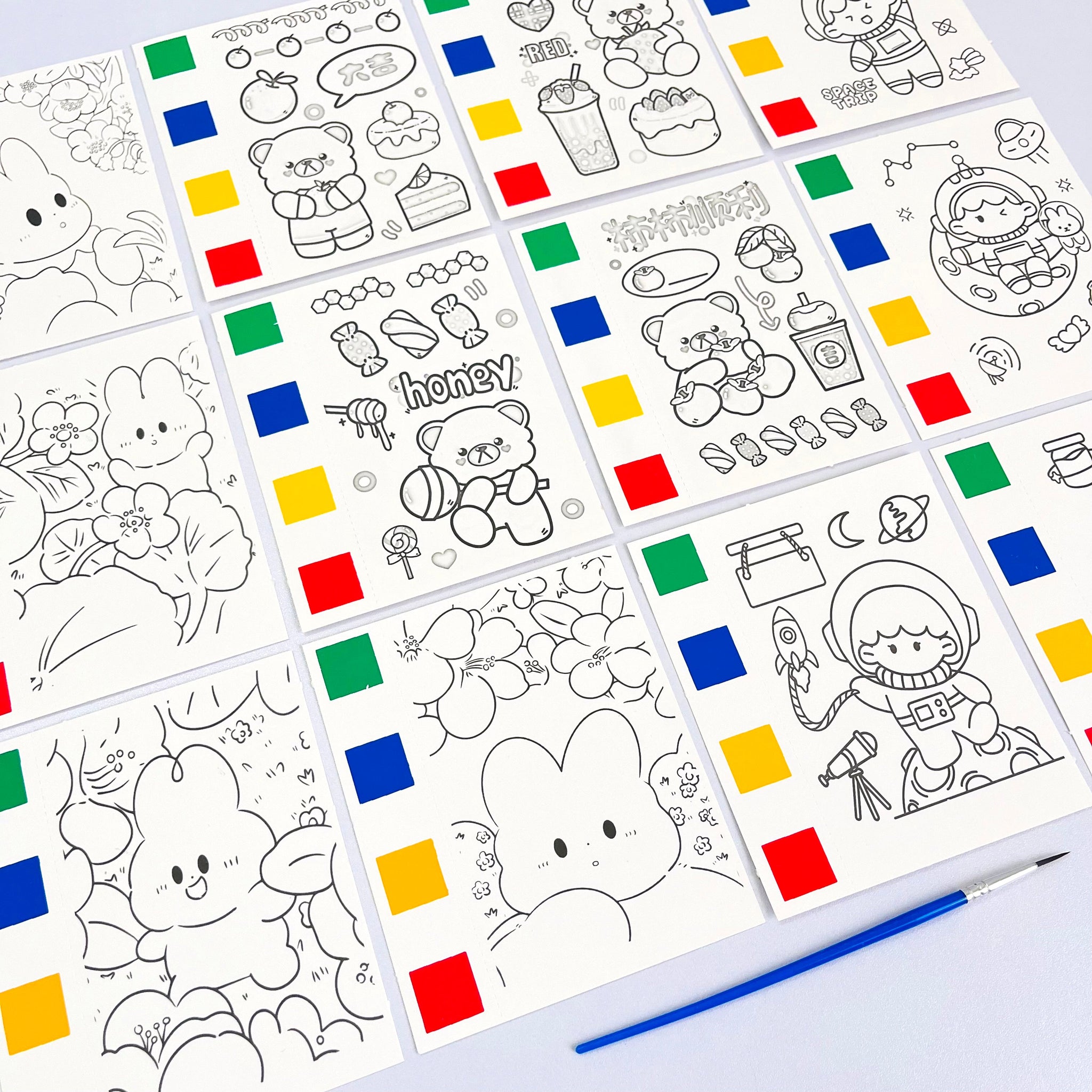 DIY Watercolor Pre-Printed Painting Cards with Brush