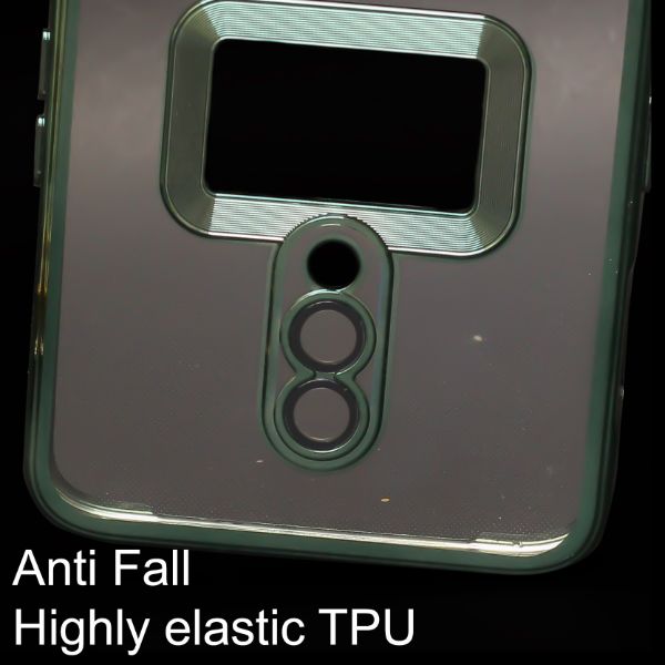 Green 6D Chrome Logo Cut Transparent Case for Oneplus 7