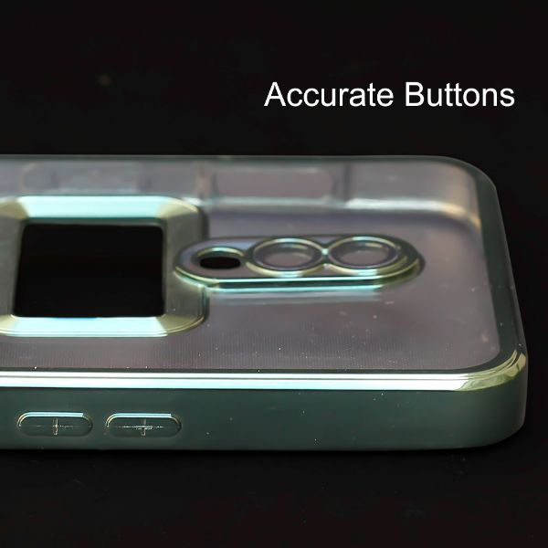 Green 6D Chrome Logo Cut Transparent Case for Oneplus 7