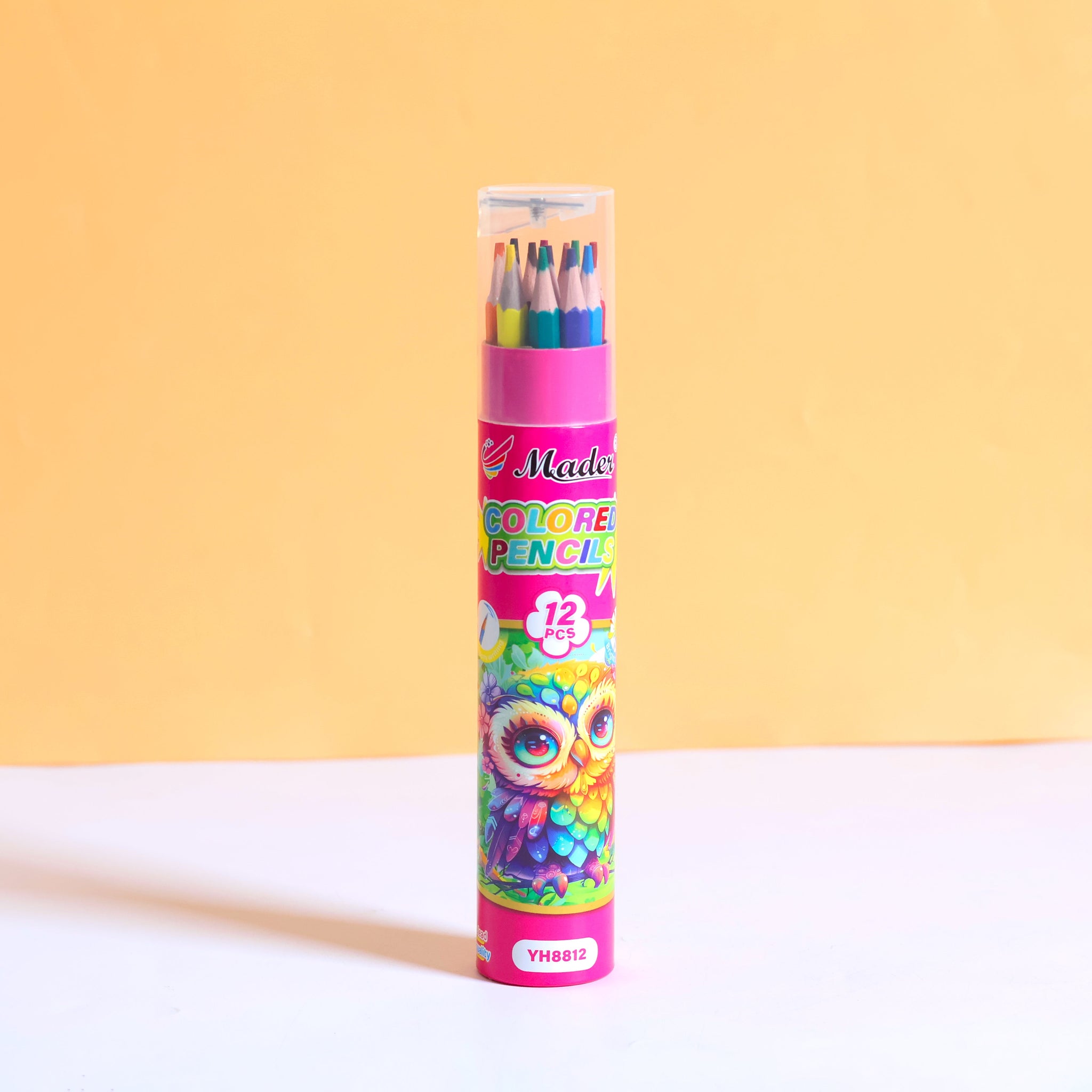 12-Colored Pencil Barrel with Built-In Sharpener