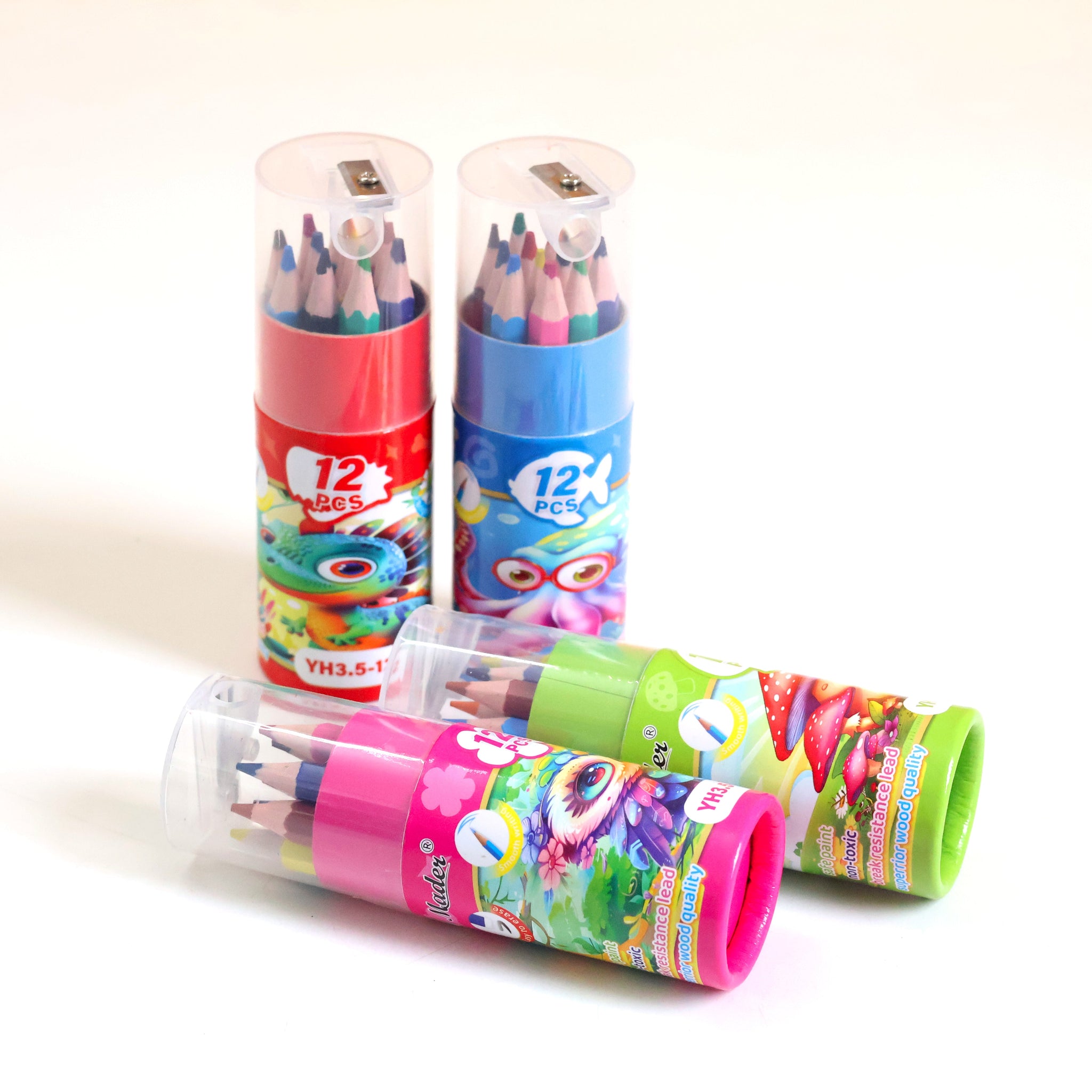12-Color Pencil Mini Barrel with Sharpener
