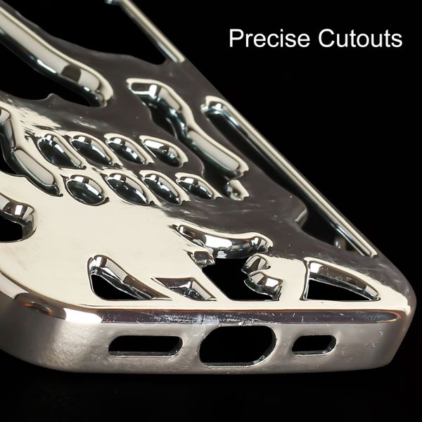 Silver Hollow Skull Design Silicone case for Apple iphone 14