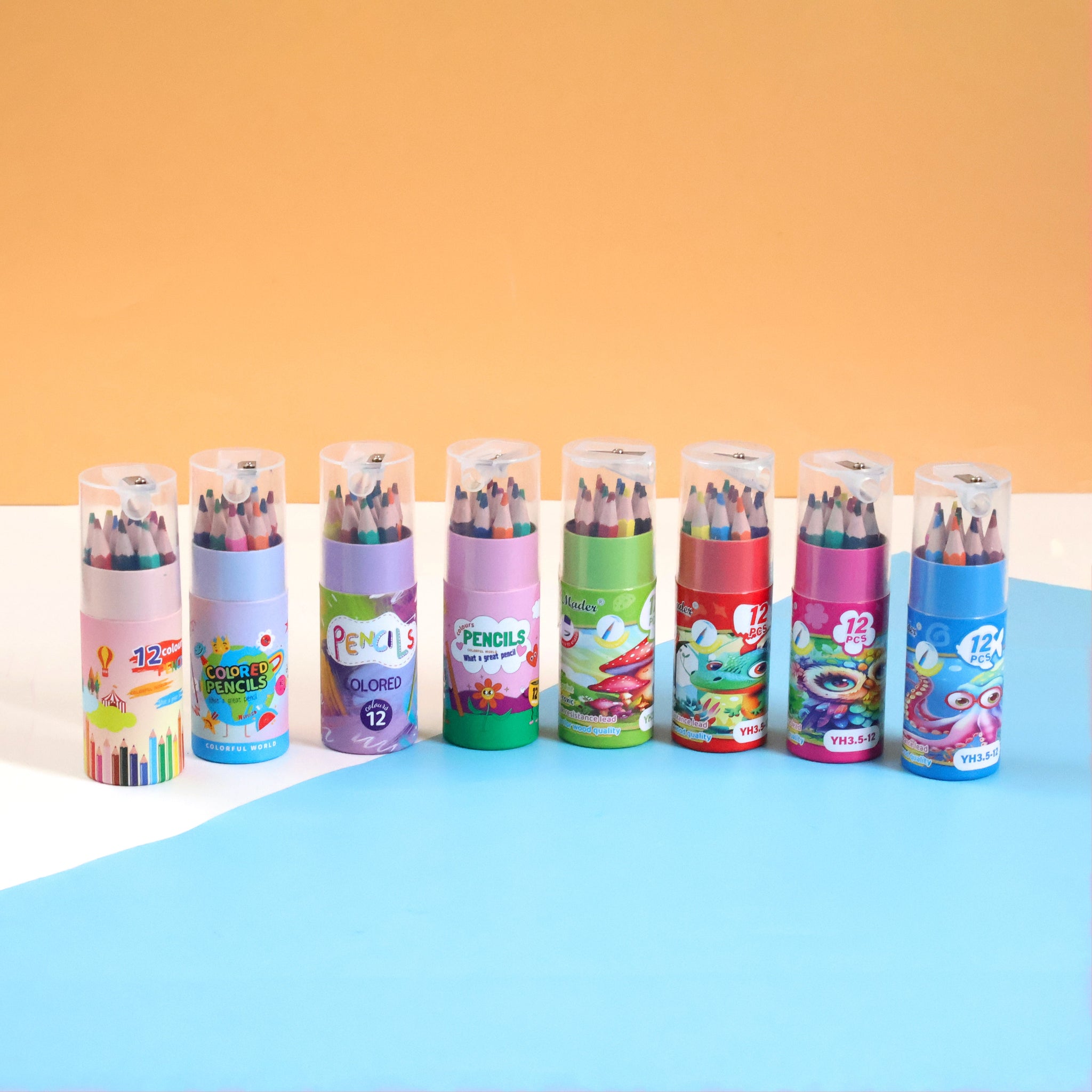 12-Color Pencil Mini Barrel with Sharpener