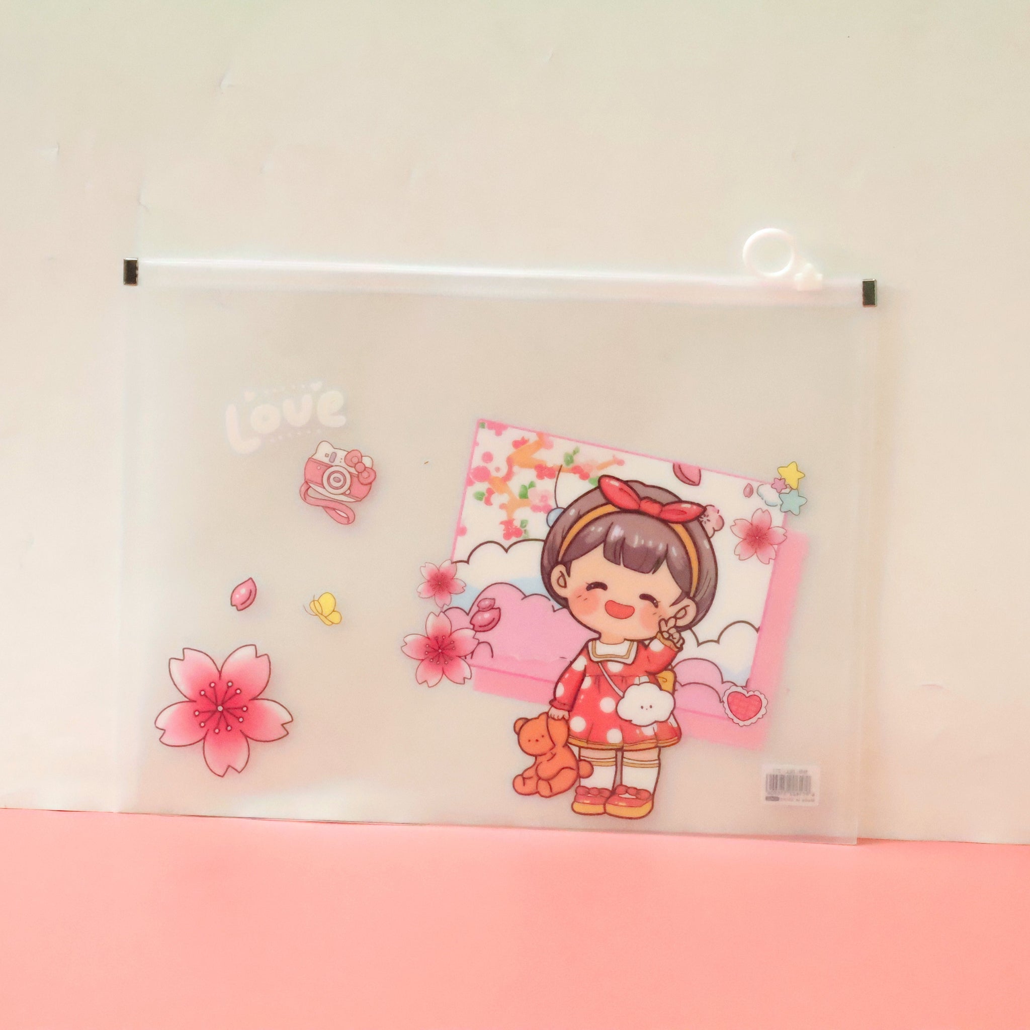 New Day Cute Girl A4 Zipper File Folder