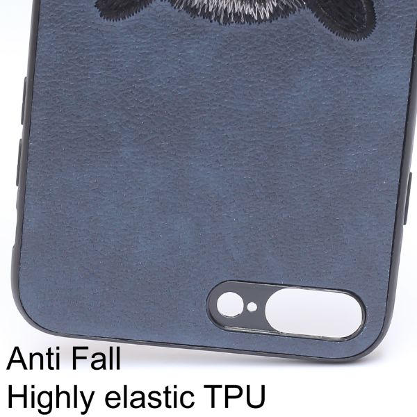 Dark Blue Leather Black Panther Ornamented for Apple Iphone 7 Plus