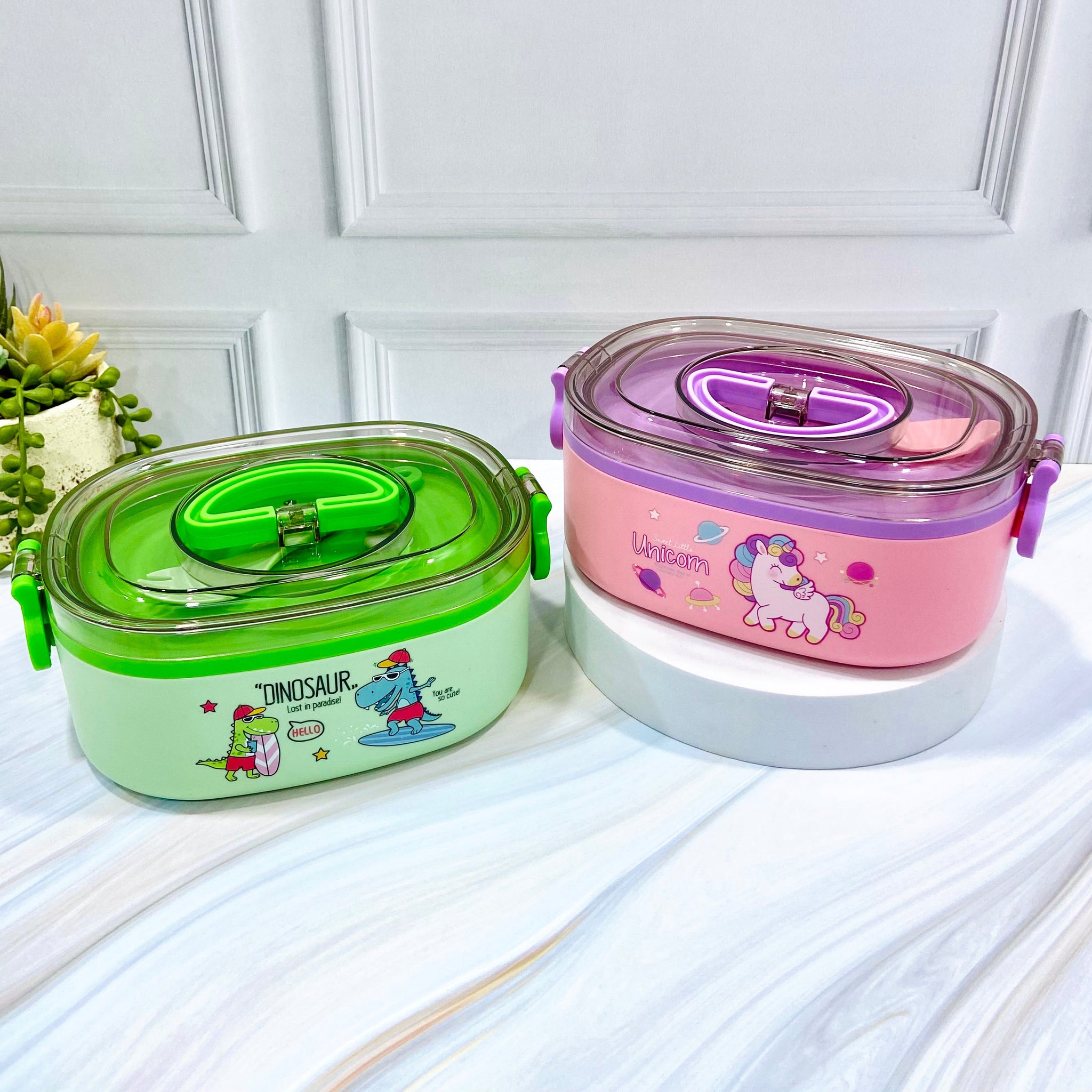 Cartoon Theme Stainless Steel Lunch Box | Astro | Dino | Unicorn