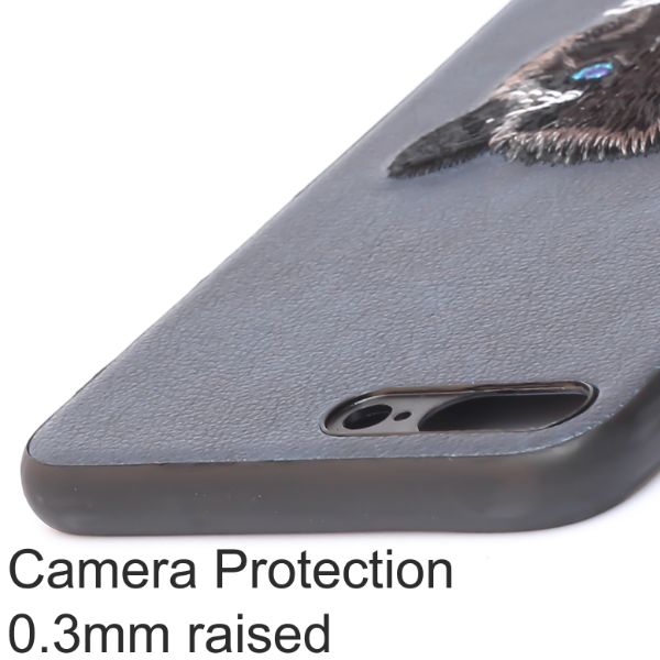 Dark Blue Leather Black Panther Ornamented for Apple Iphone 7 Plus