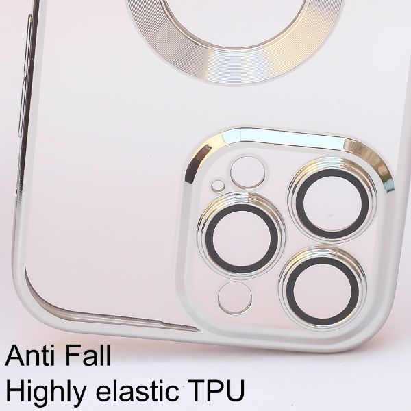 Silver 6D Chrome Logo Cut Transparent Case for Apple iphone 12 Pro Max