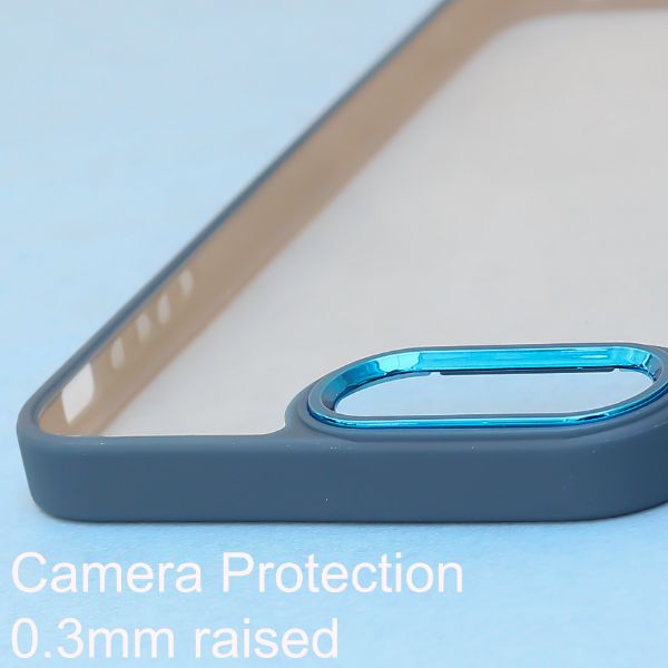 Dark Blue Metal Safe Transparent Case for Apple iphone 7 Plus