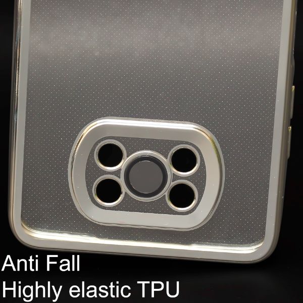 Silver 6D Chrome Logo Cut Transparent Case for Poco X3