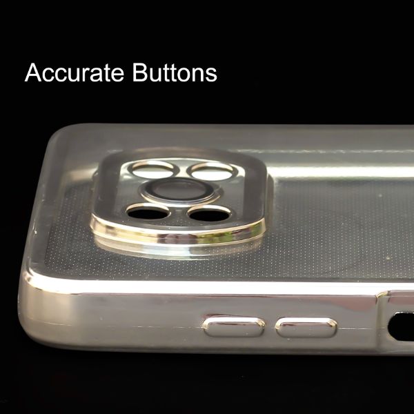 Silver 6D Chrome Logo Cut Transparent Case for Poco X3