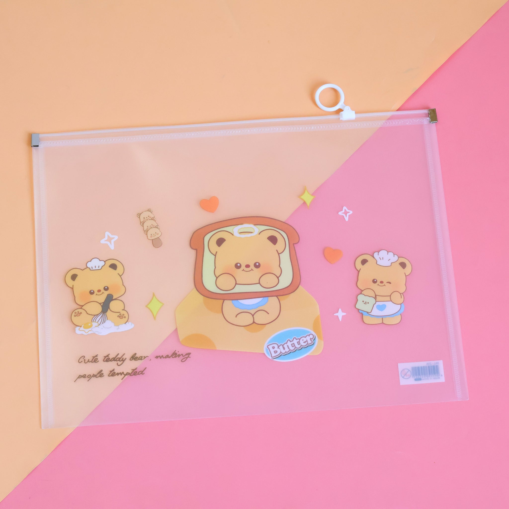 Cute Bear A4 Zipper File Folder