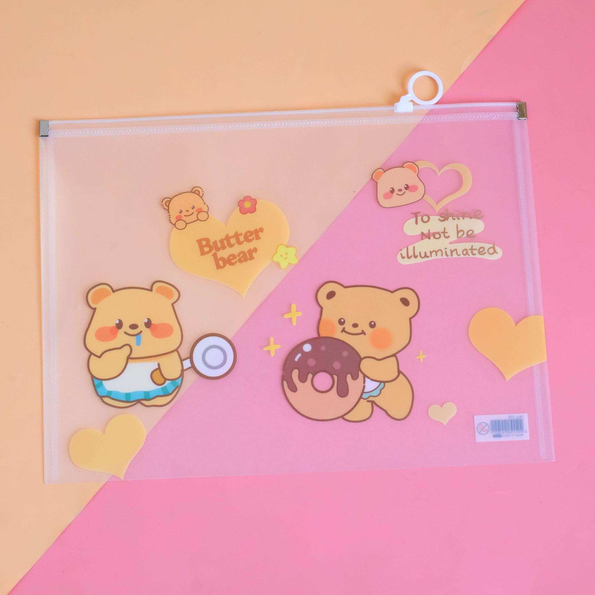 Cute Bear A4 Zipper File Folder